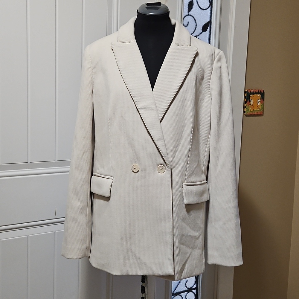 House of Harlow 1960 Cream Wide Rail Corduroy Blazer M